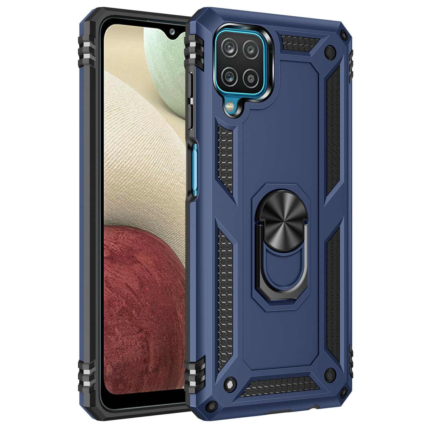 Protectores para celular  para Samsung  A12 / M12 Funda reforzada con anillo v2 Azul